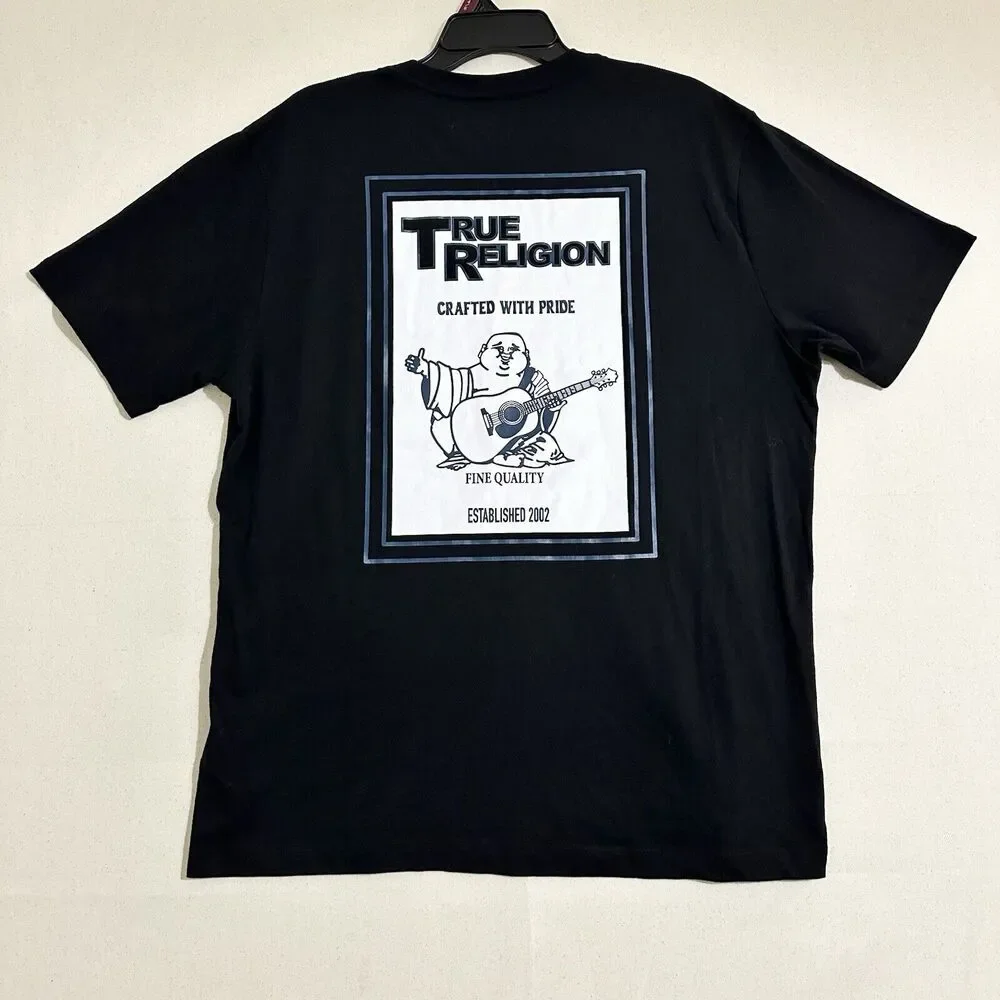 True Religion Mens Short Sleeve Shirt Buddha Tee Black XL
